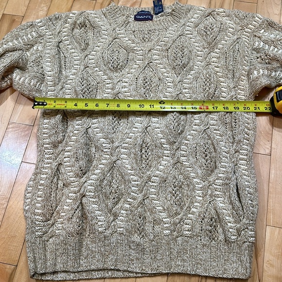 Gant Hand Knit Brown and Cream Open Cable Pattern - Picture 7 of 9
